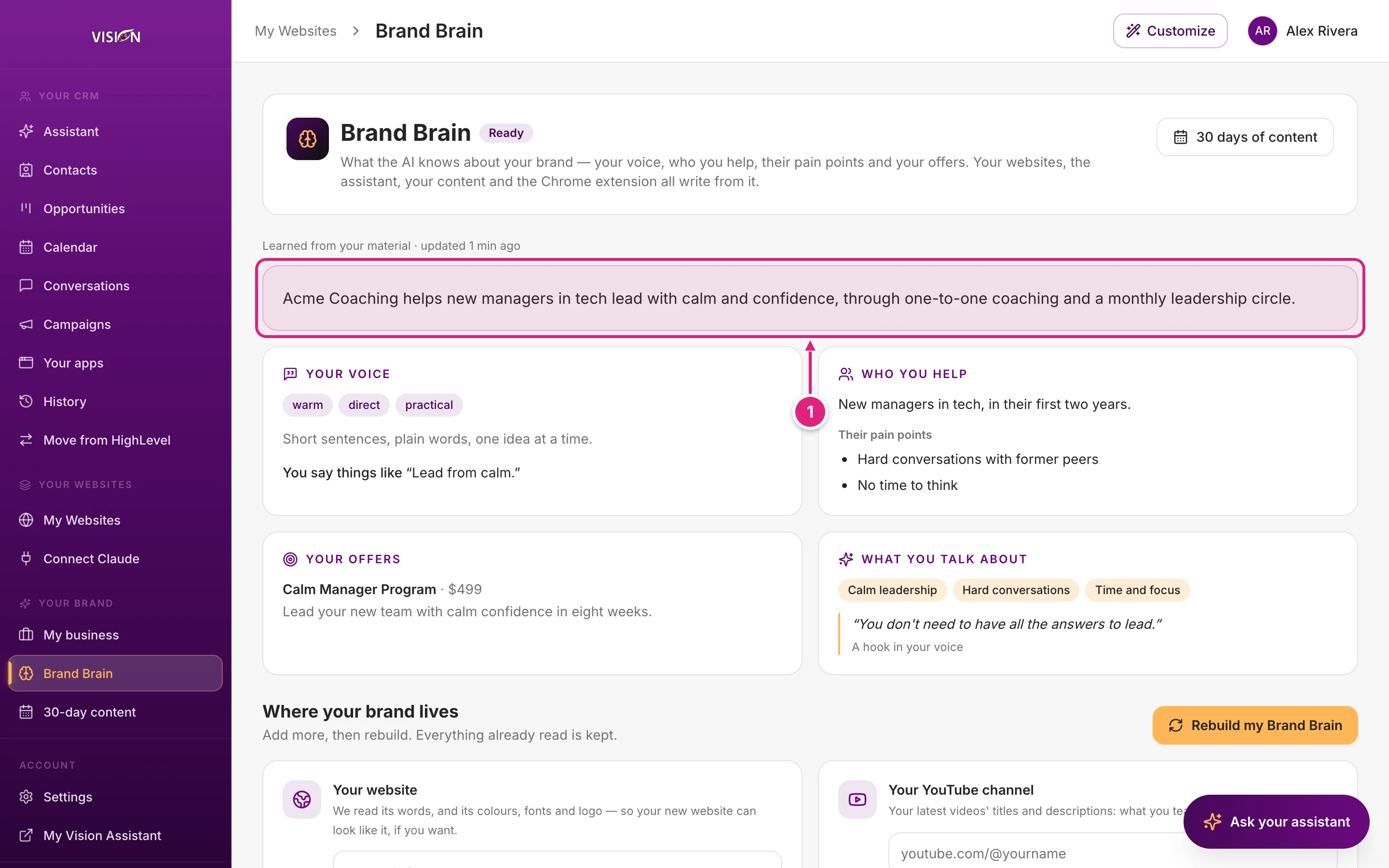 The Brand Brain page